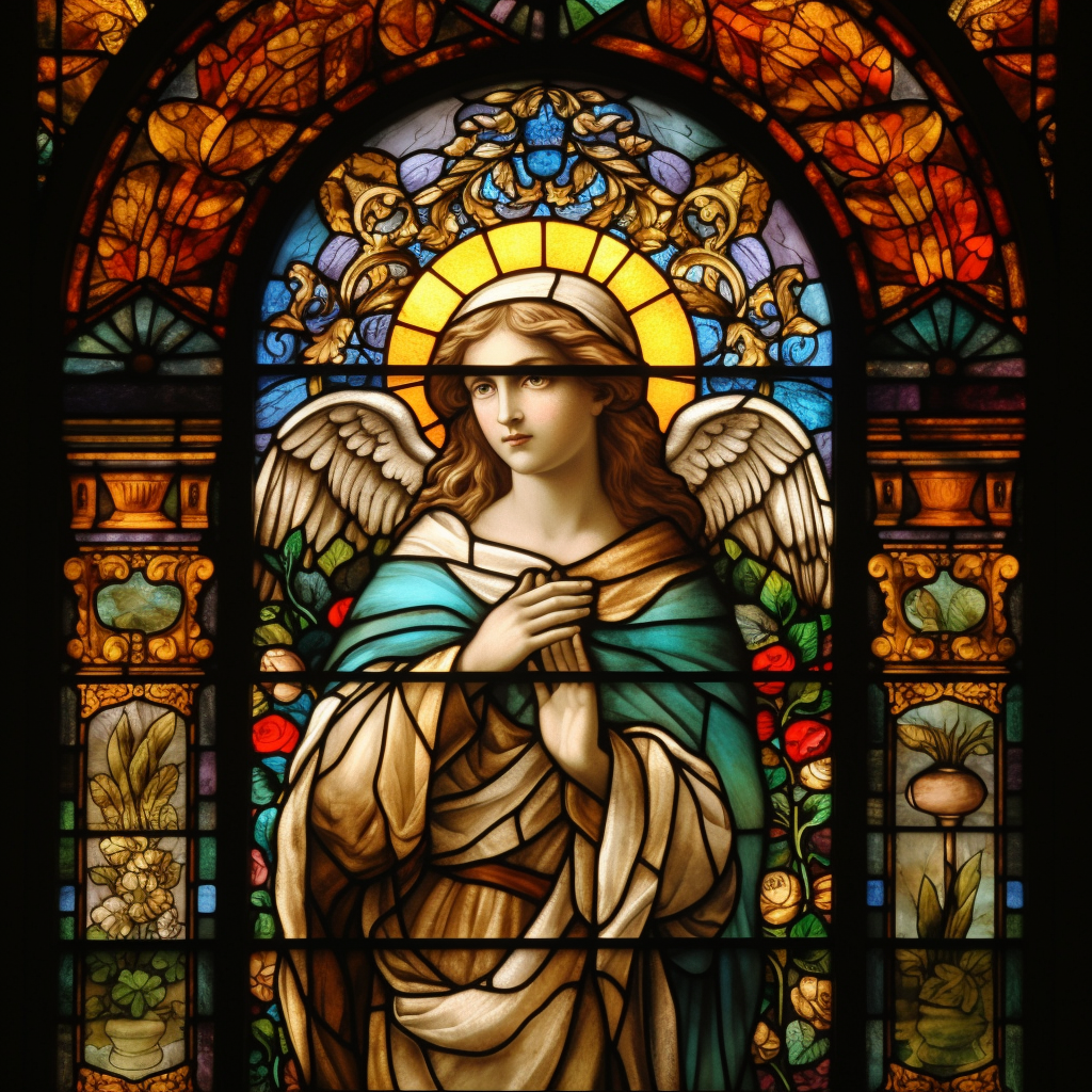 Stained glass of Arch Angel Gabriel