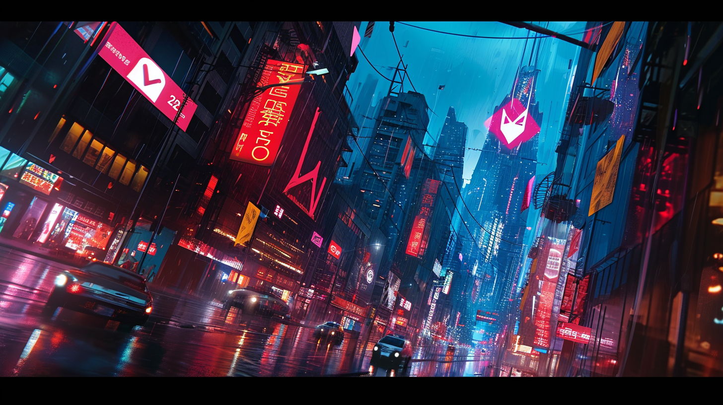 Arch Linux Logo Futuristic City Cyberpunk Neon