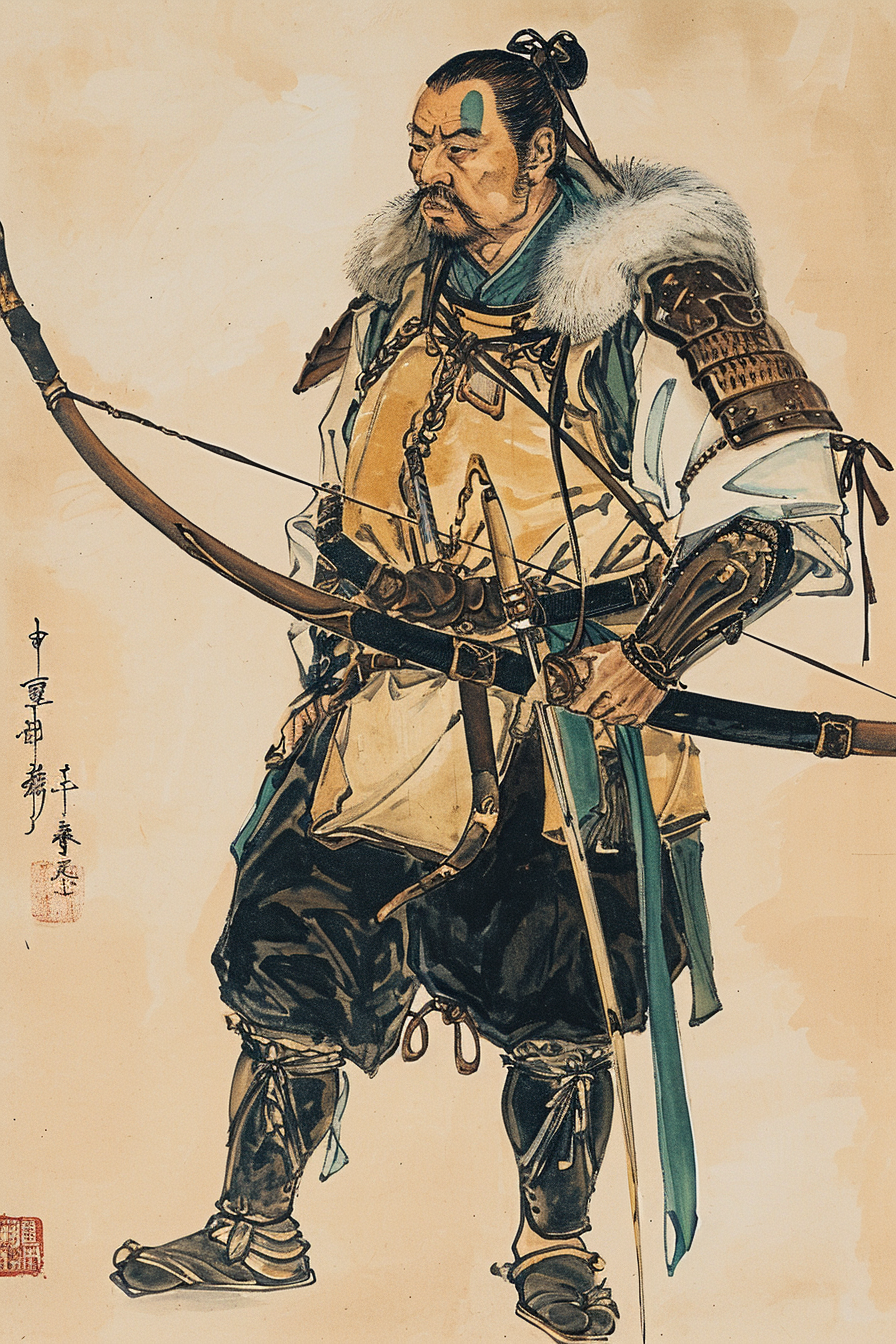 Archer warrior with bow and white fur