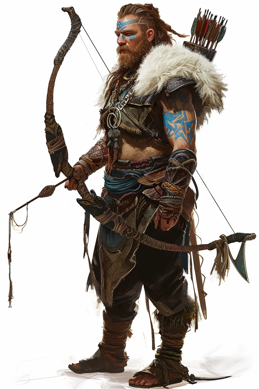 Archer warrior with white fur and chain armor