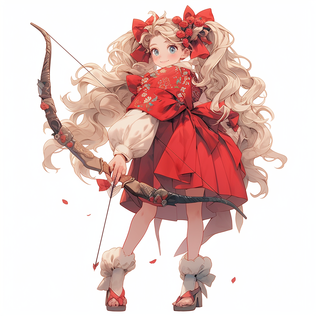 Anime archer with a large bow