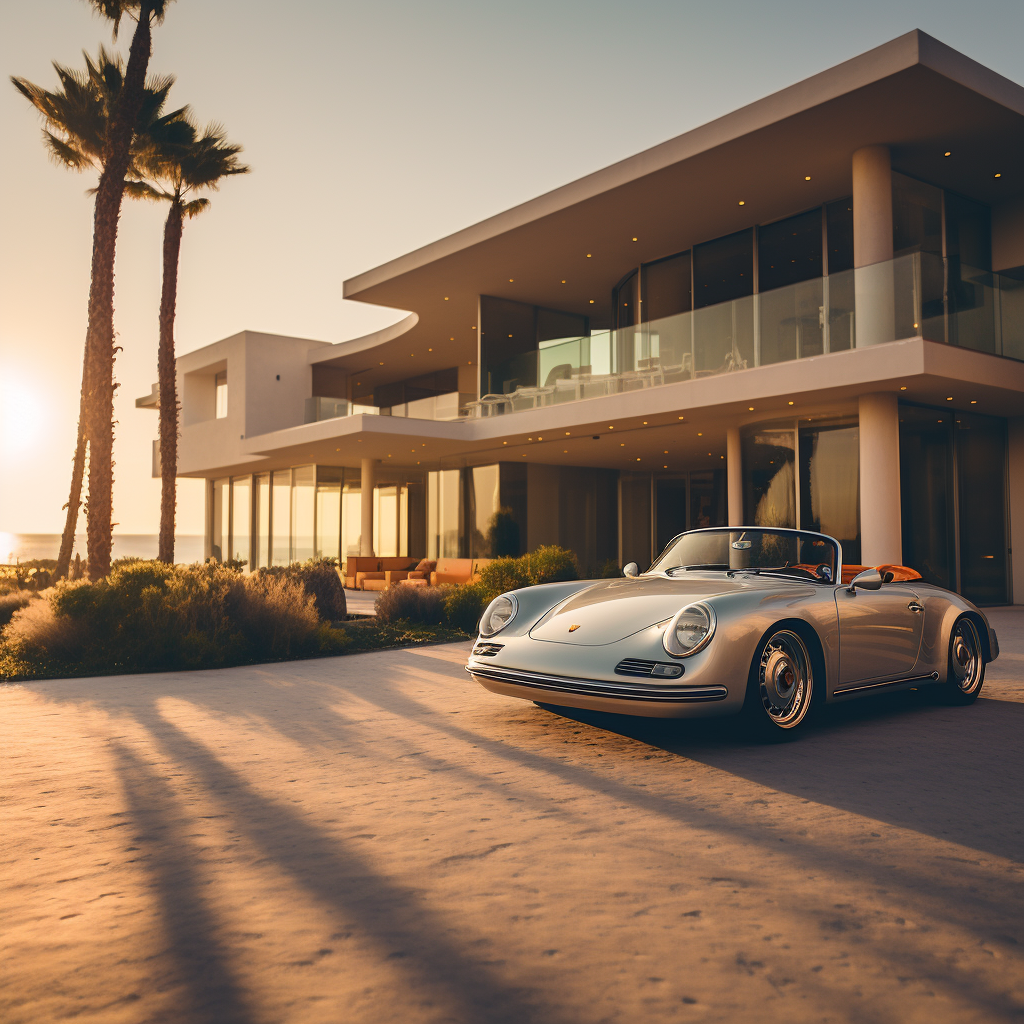 Architects Beach Villa with Porsche Convertible