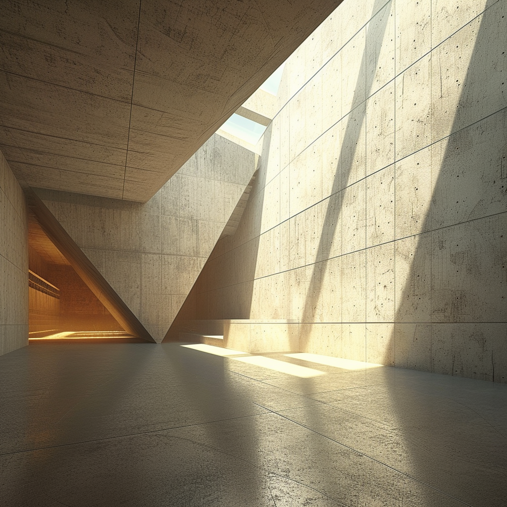 Architectural Indoor Rendering with Concrete Walls and Light