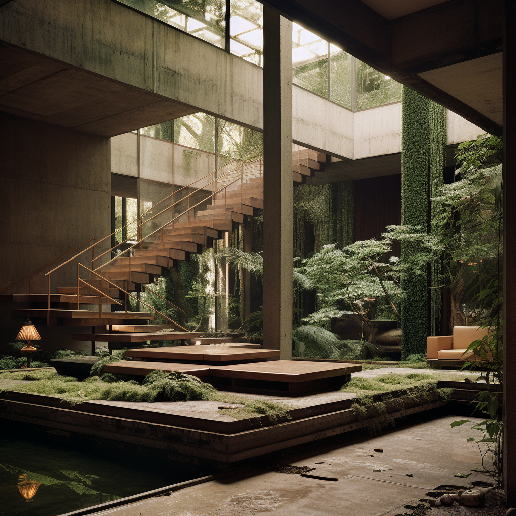 Jungle-inspired architecture interior designed by Carlo Scarpa