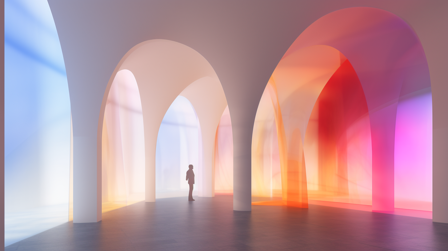 Colorful Archways on Translucent White Material