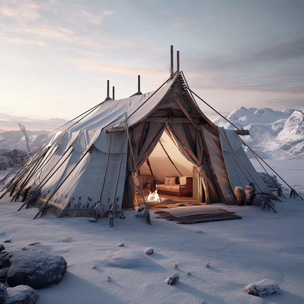 Traditional Arctic Indigenous Tents Illustration