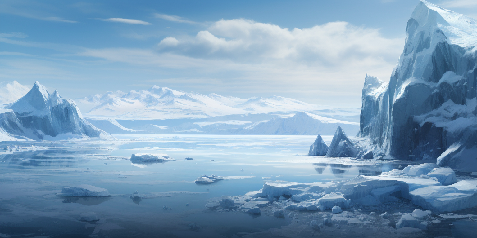 Stunning arctic ocean with icy glaciers