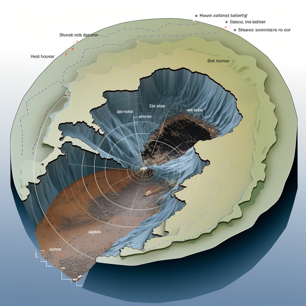 Aerial view of mineral processing area and surrounding features