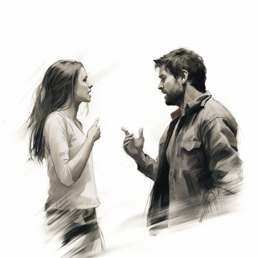 Couple arguing on white background