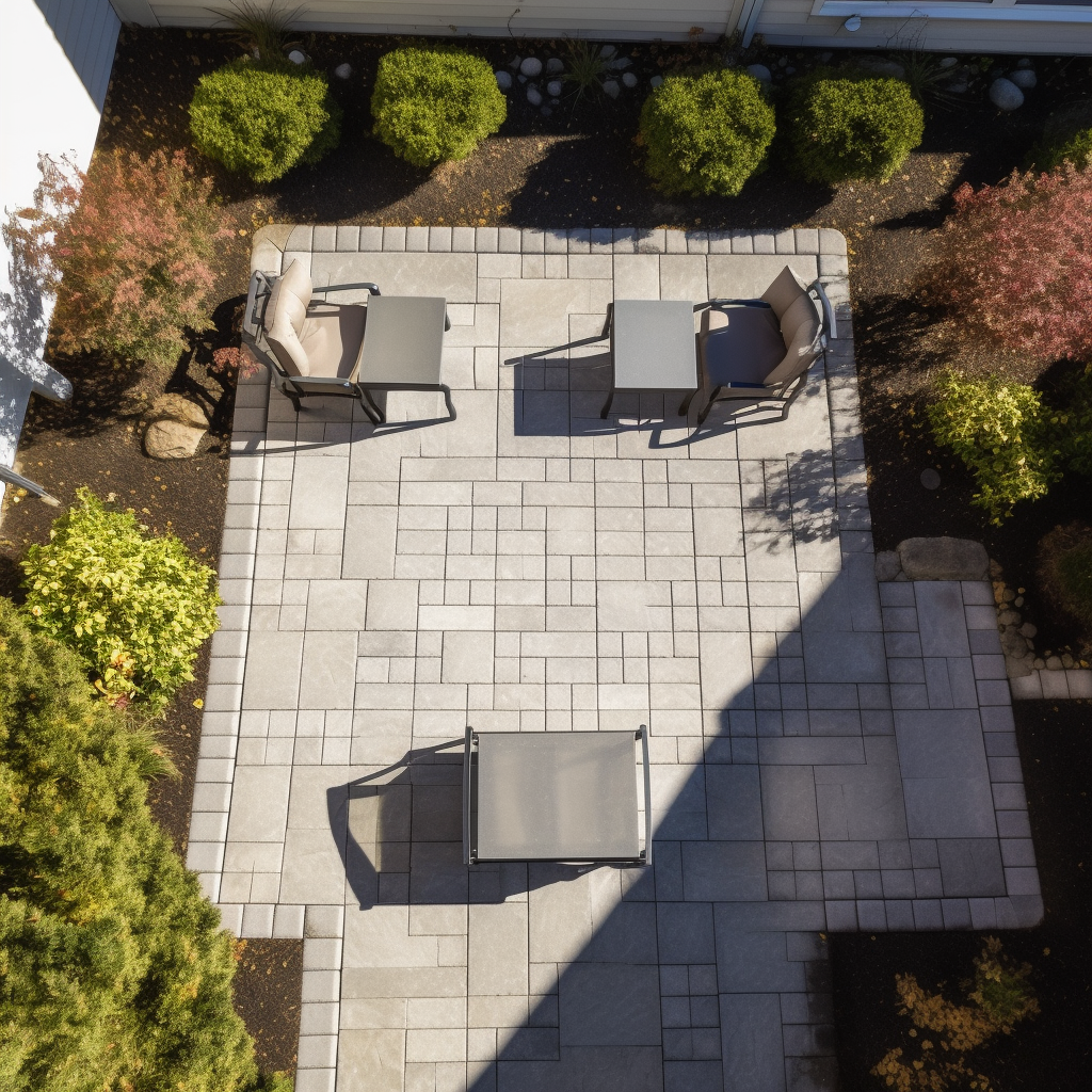 Minimalist design patio with sitting wall