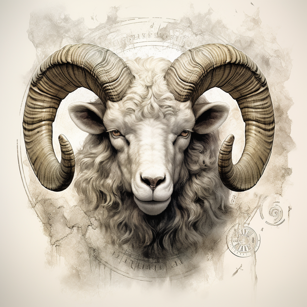 Realistic Aries Sign Scrapbooking Paper Image