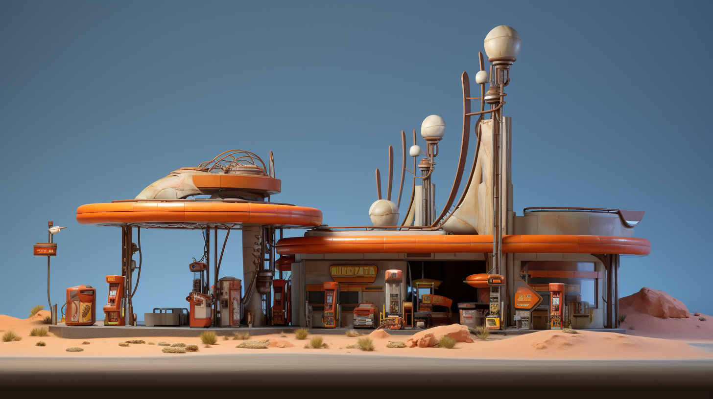 Elaborate Arizona Desert Gas Station Set Design