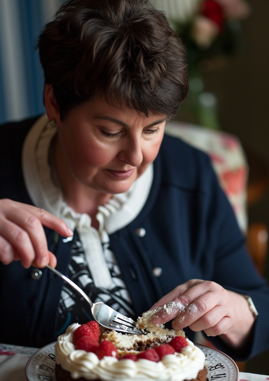 Arlene Foster enjoying a delicious cake