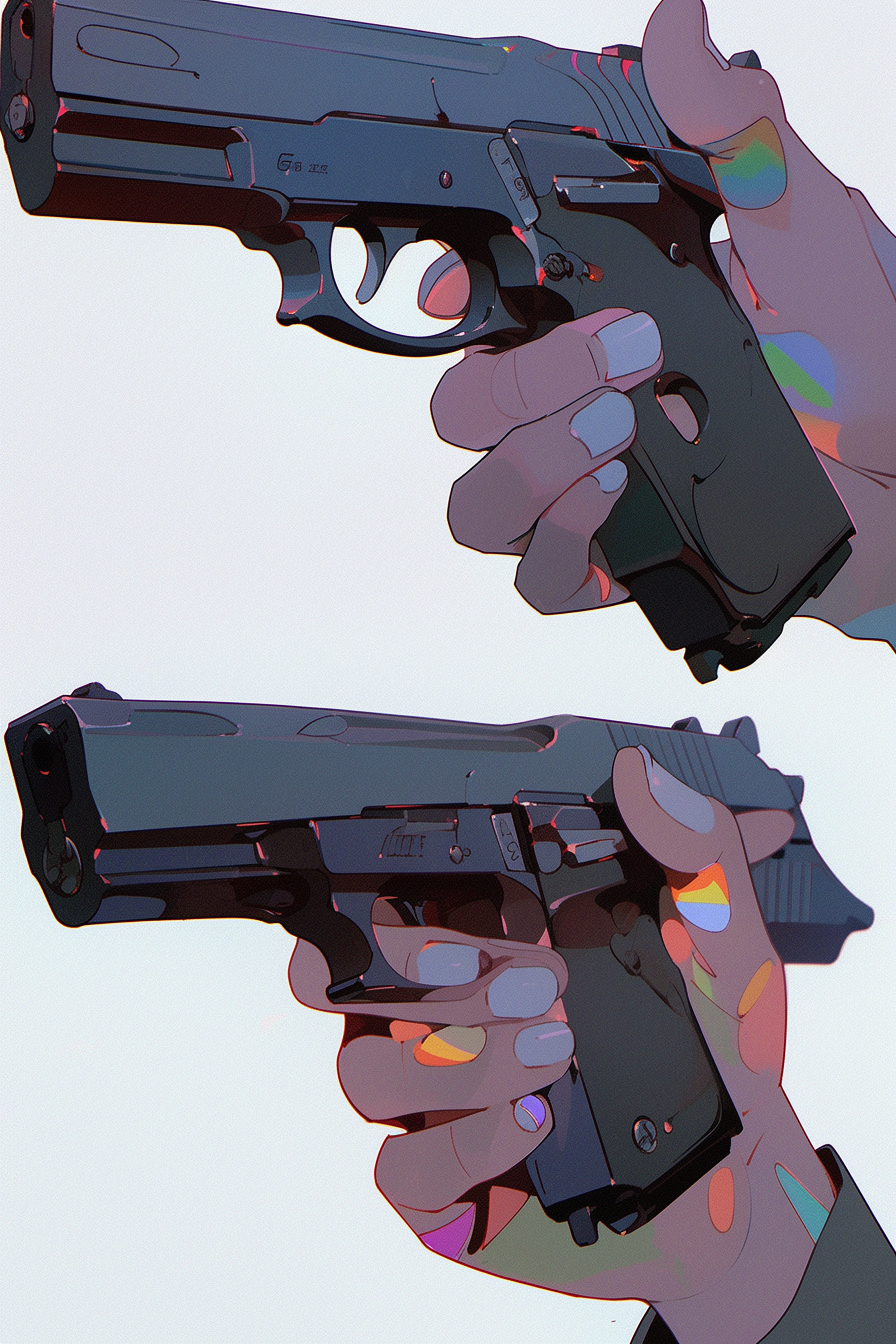 Close-up Arm Holding Handgun