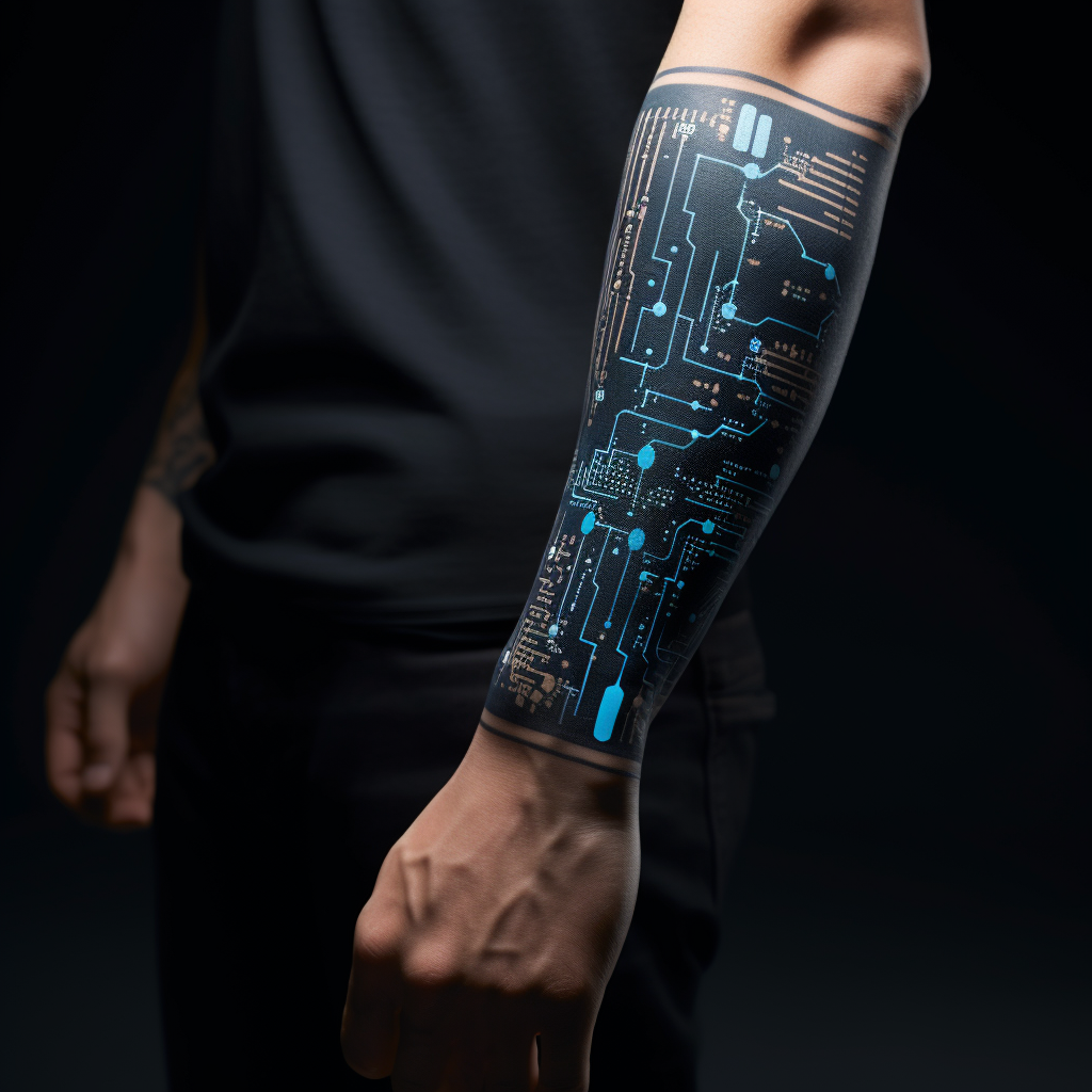 Arm Sleeve Tattoo with Technology Icons