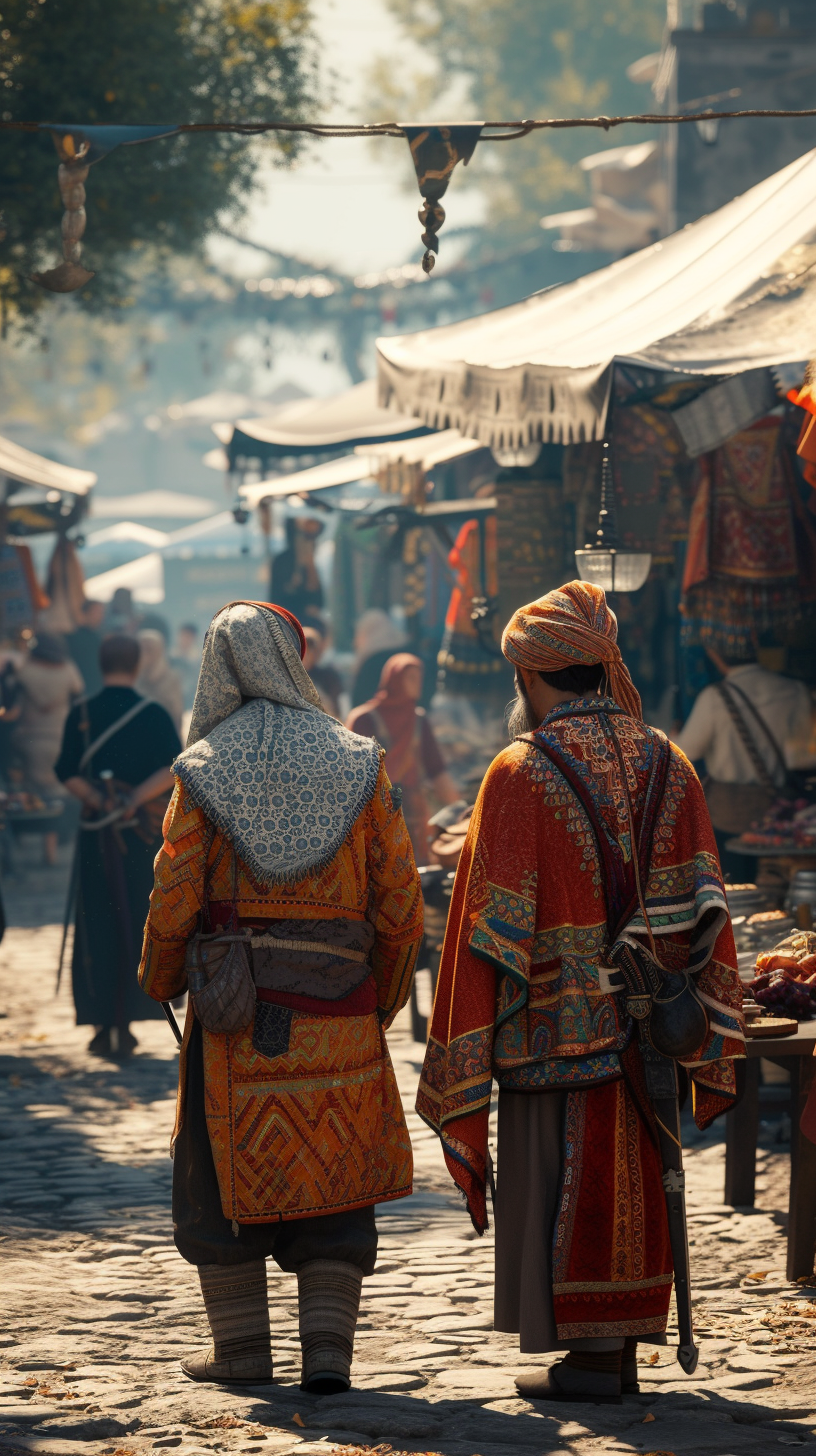 Armenian merchants in traditional clothing