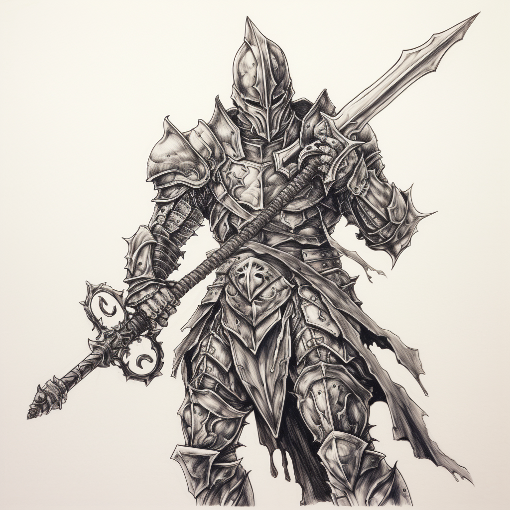 Armored knight with staff