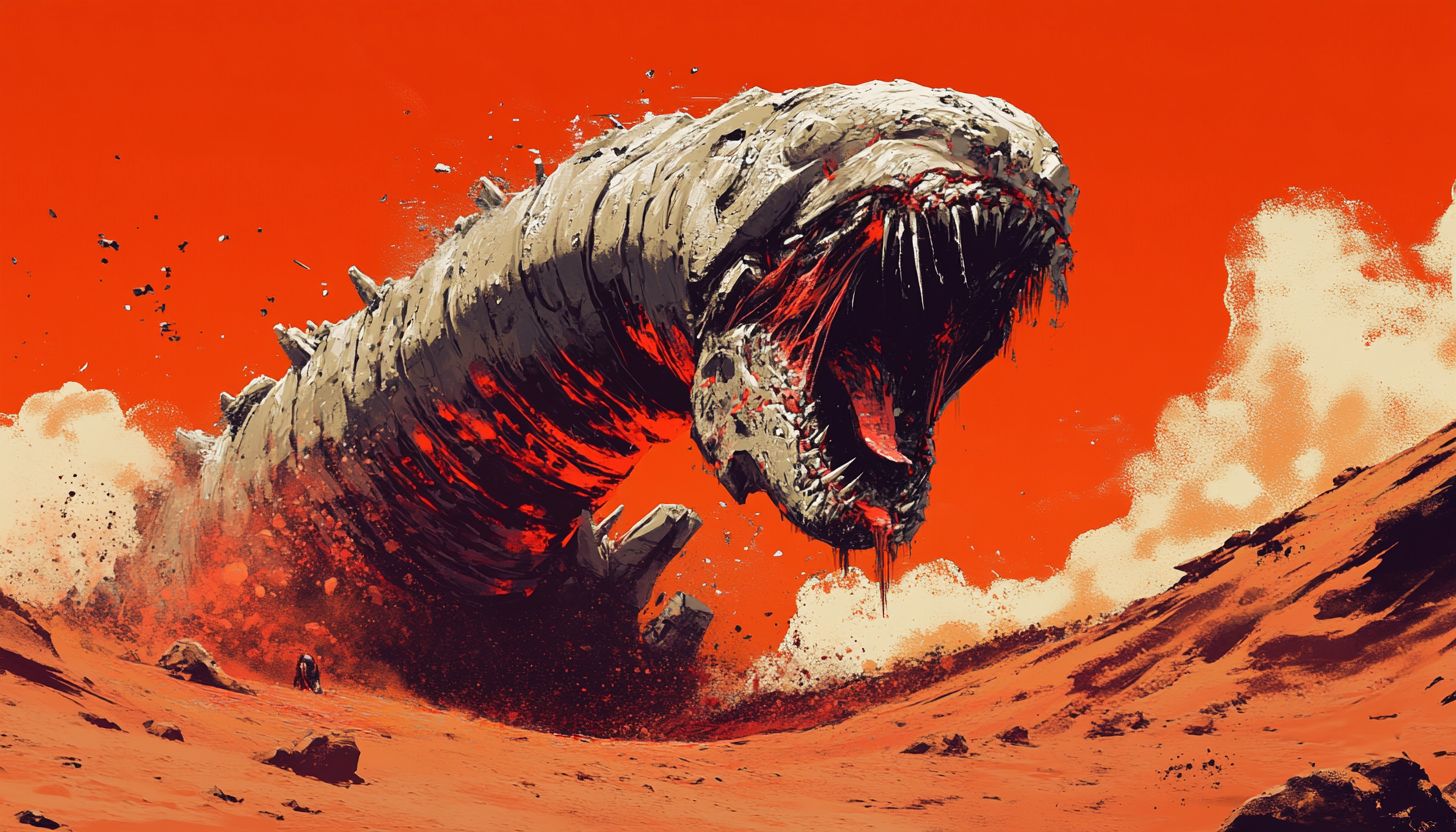 Armored worm in red desert