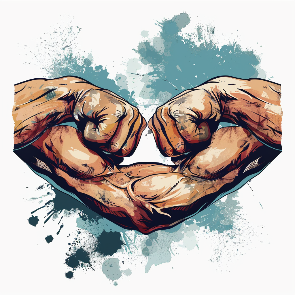 Armwrestling logo with muscular arms