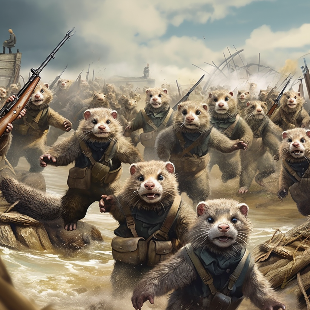 Ferrets Storming Beaches Normandy Invasion