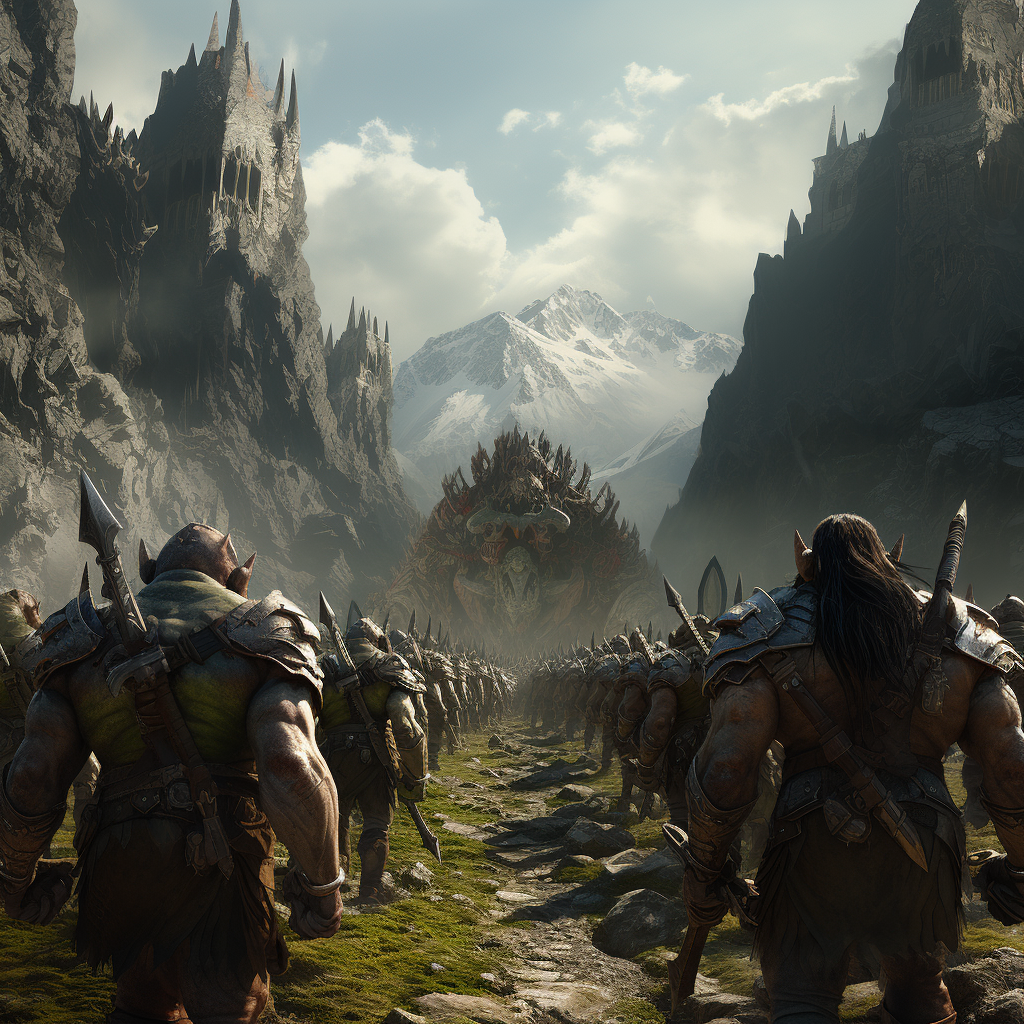 Orcs marching towards a portal