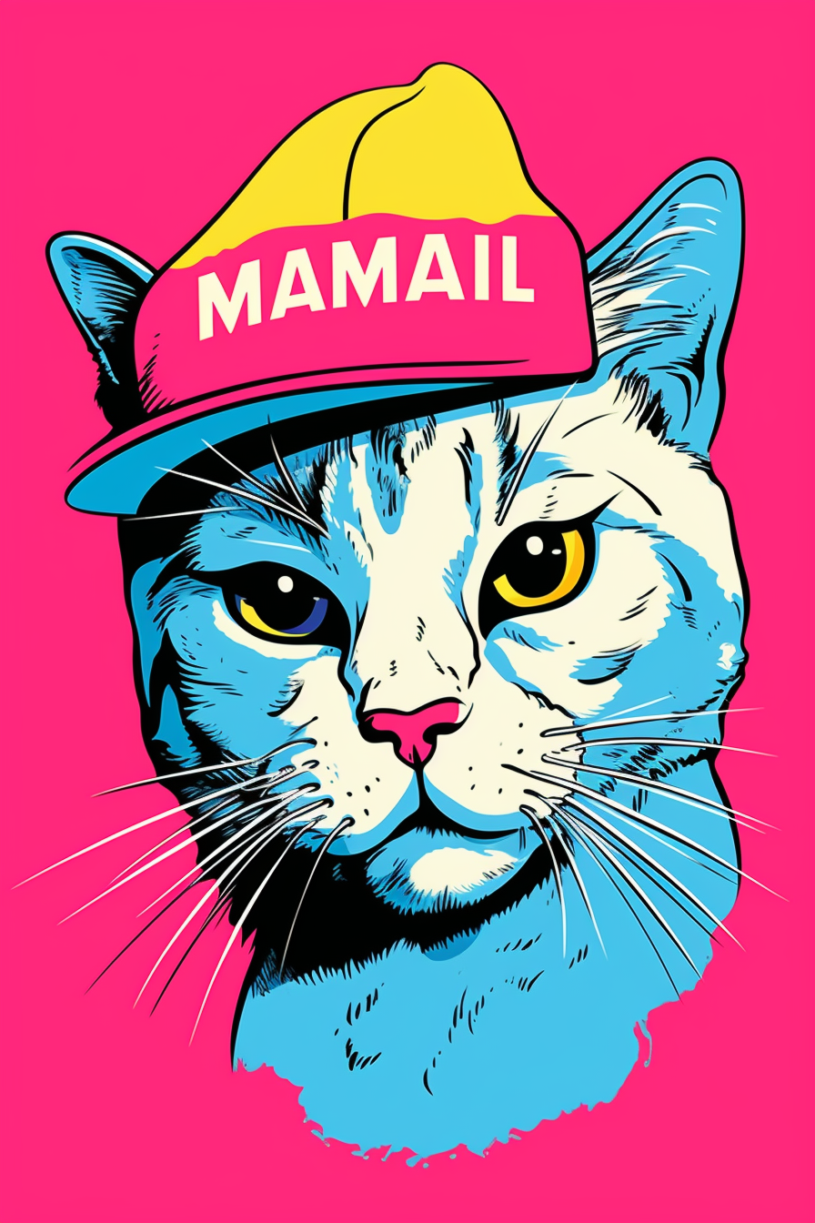 Arrogant cat with baseball cap on pink background