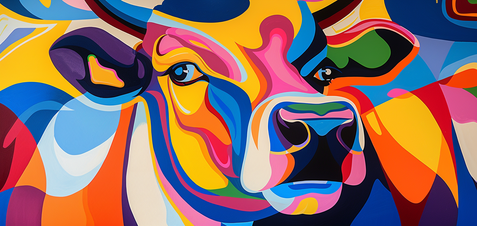 Colorful Abstract Art Cow Painting