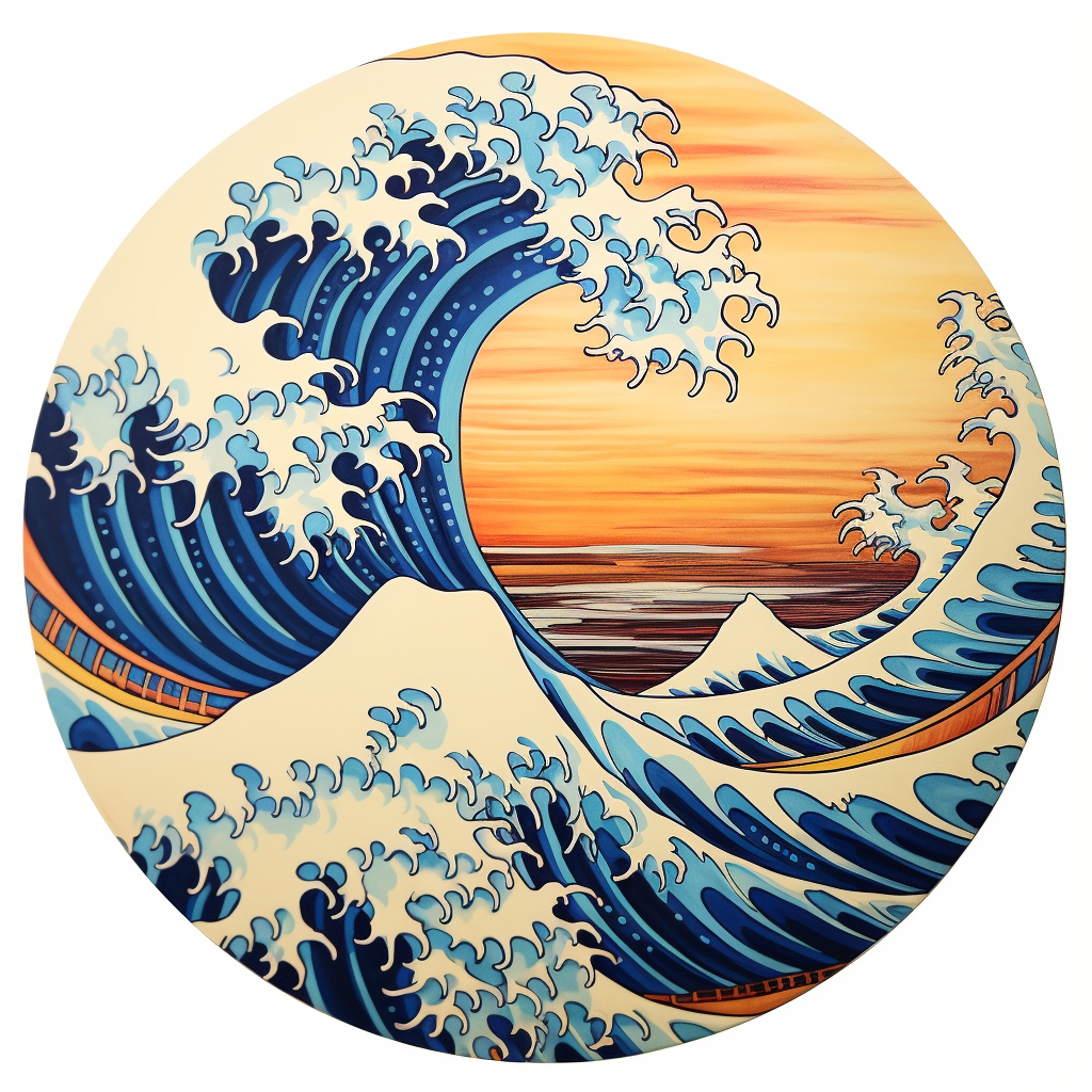 Art Deco 1960s Kanagawa Great Wave artwork