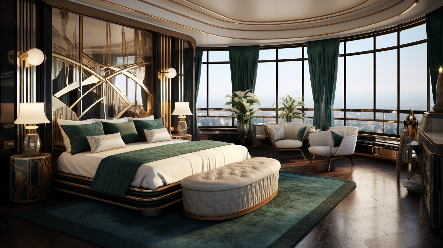 Art Deco style bedroom interior