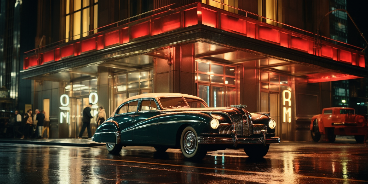 Art Deco Gotham City Streets Night Retro-Futurism