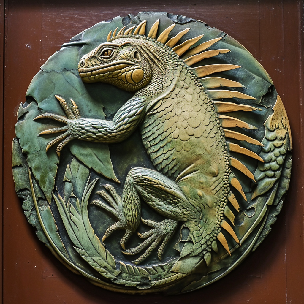 Art Deco Iguana Circular Prompt Image