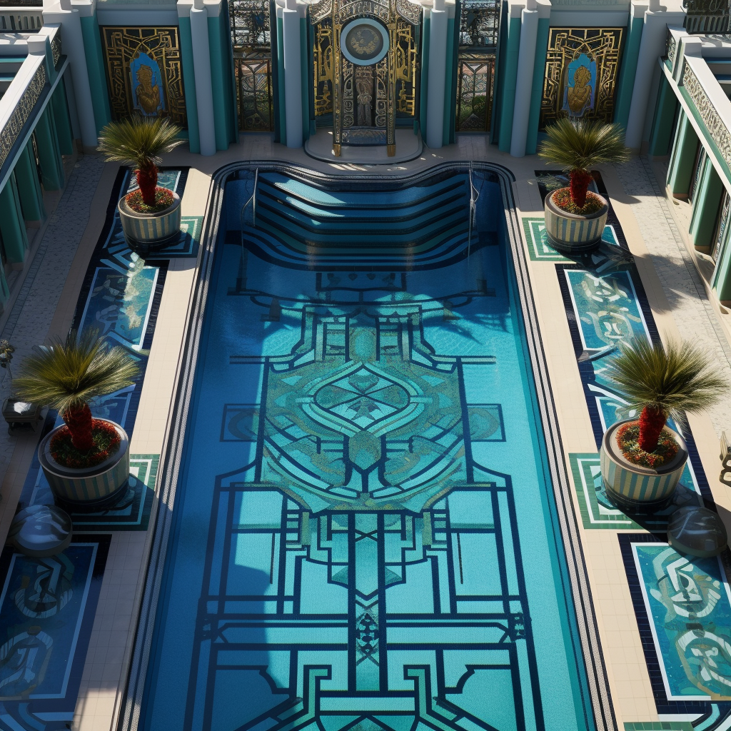 Art Deco pool on terrace