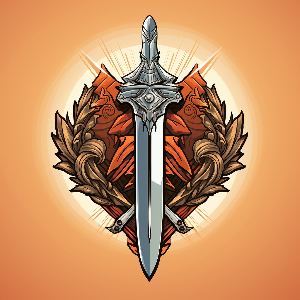 Art Deco Sword and Shield Illustration