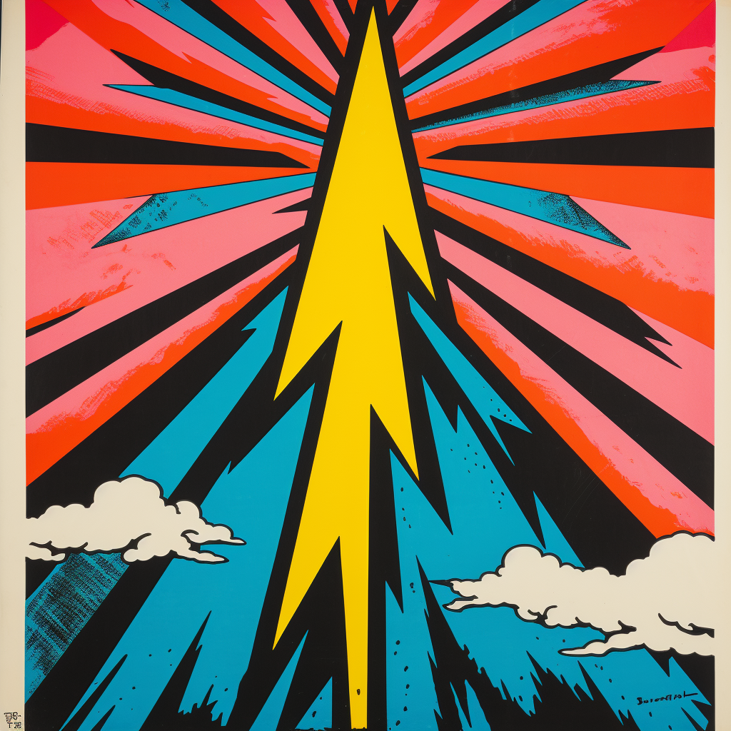 Abstract thunder poster in art deco style