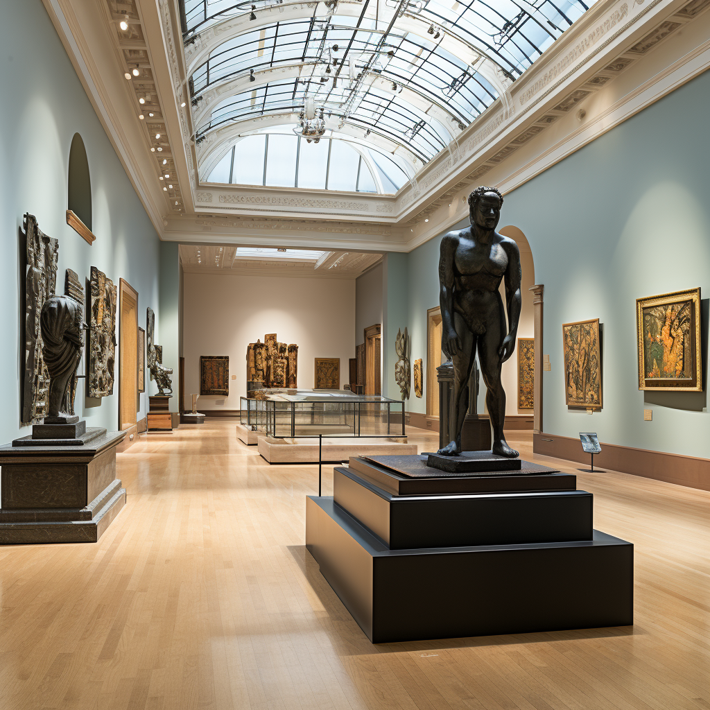 Diverse Artworks in Art Institute Interior