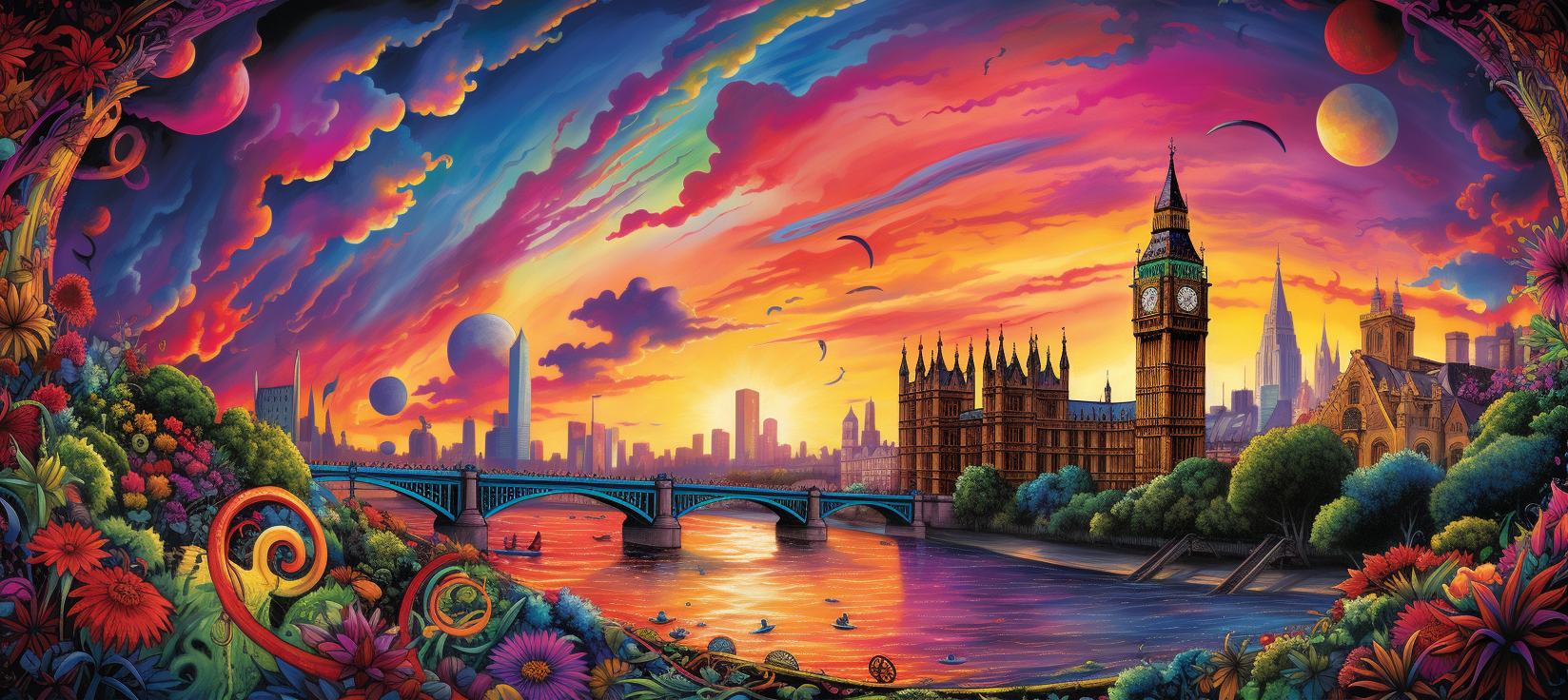 Art Nouveau Lisa Frank London Landscape