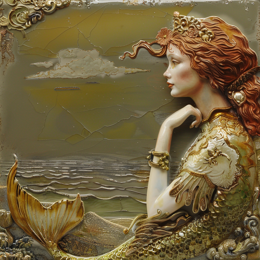 Mermaid looking at ocean view