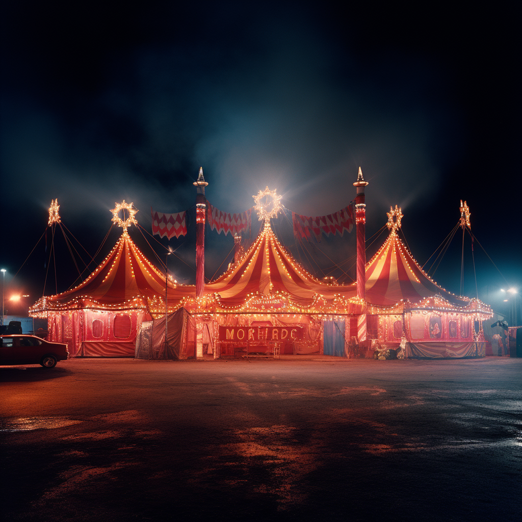 Mesmerizing circus lights at night