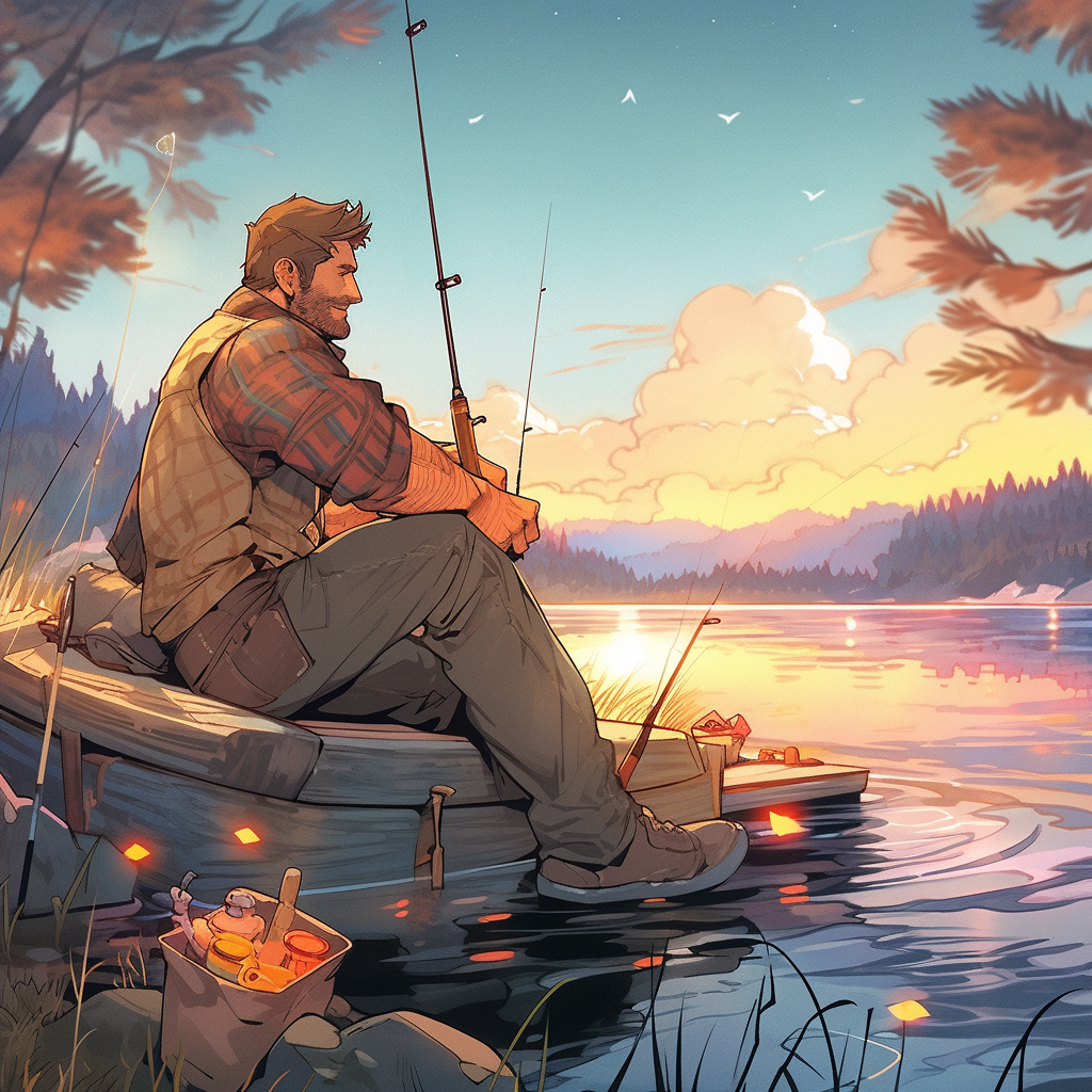 Arthur Morgan fishing at a lake