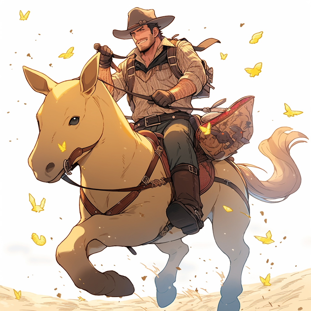 Arthur Morgan riding horse with Pikachu