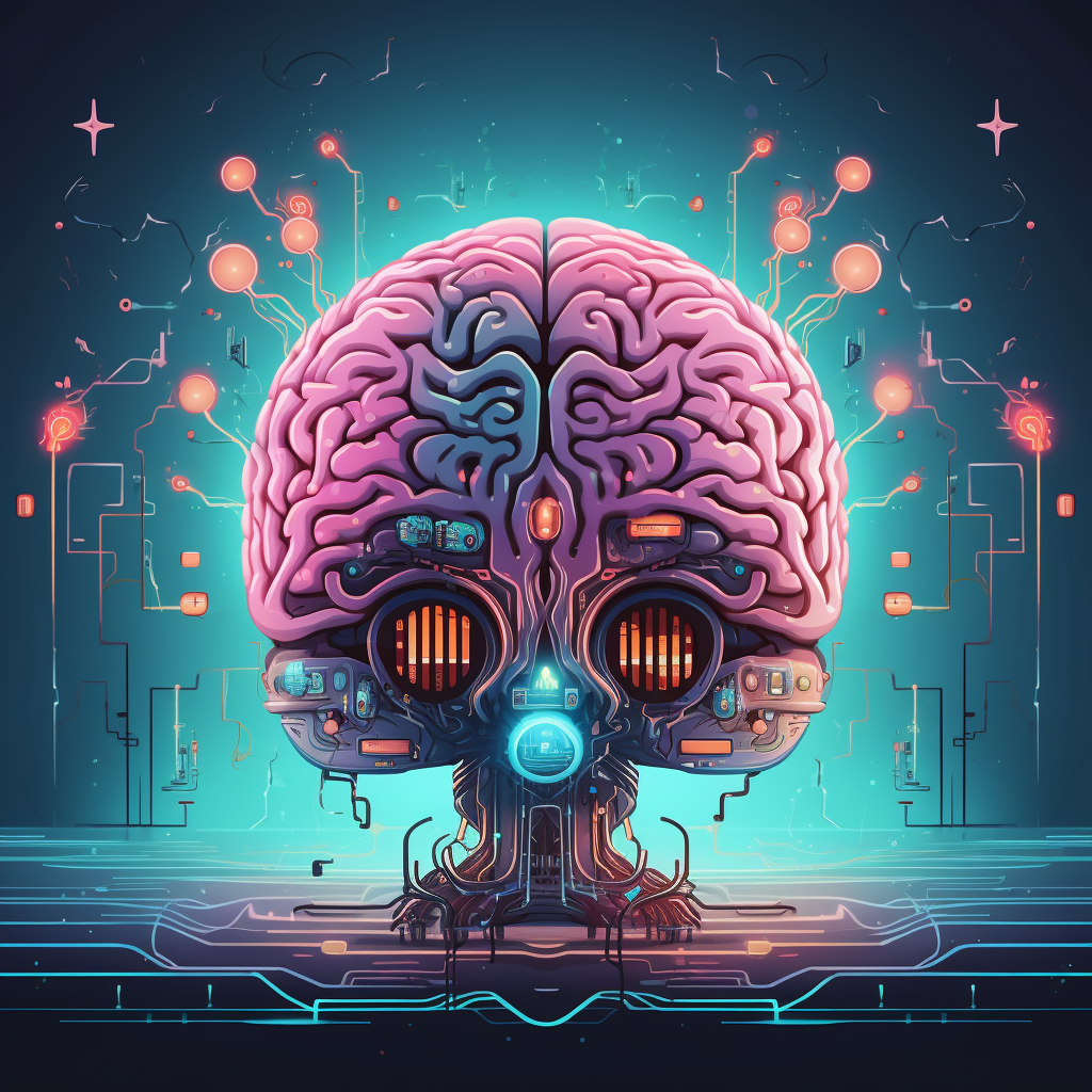 Cartoon AI Brain Image - Powerful Technology Illustration