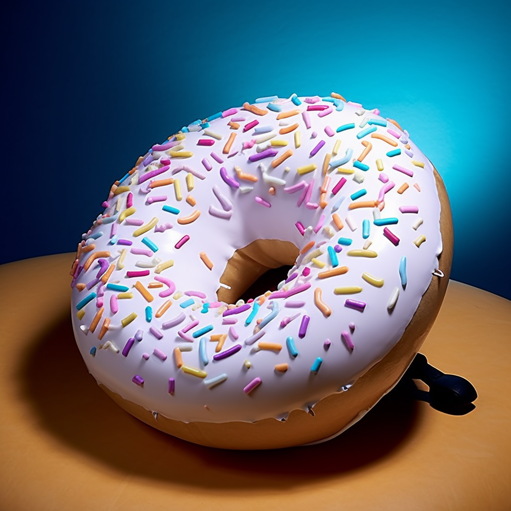 White cushion shaped like a doughnut