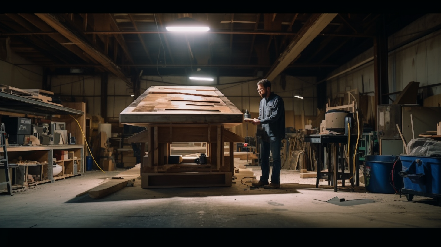 Artisan using LiDAR to capture custom furniture dimensions