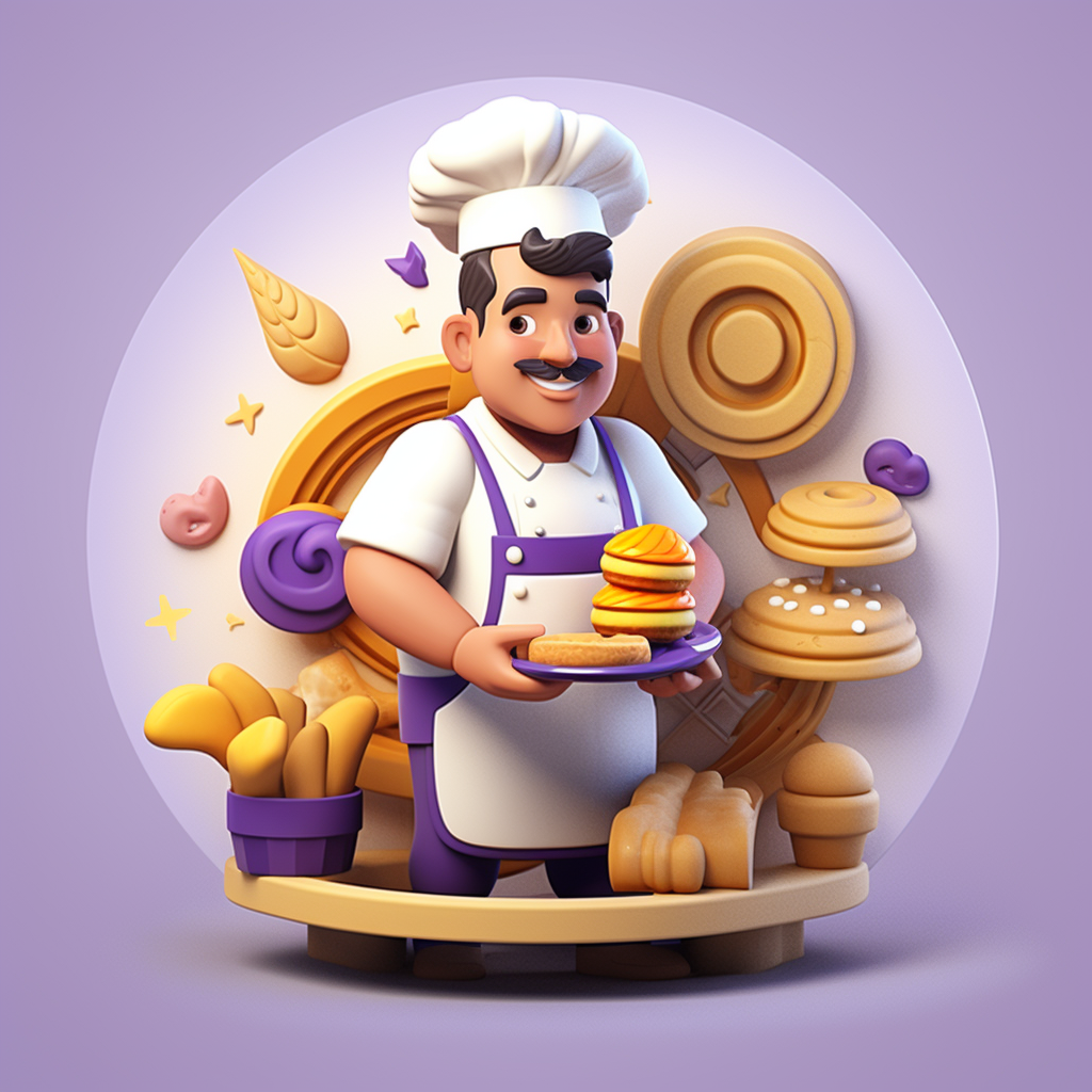 Illustrative 3D icon of an artisan baker