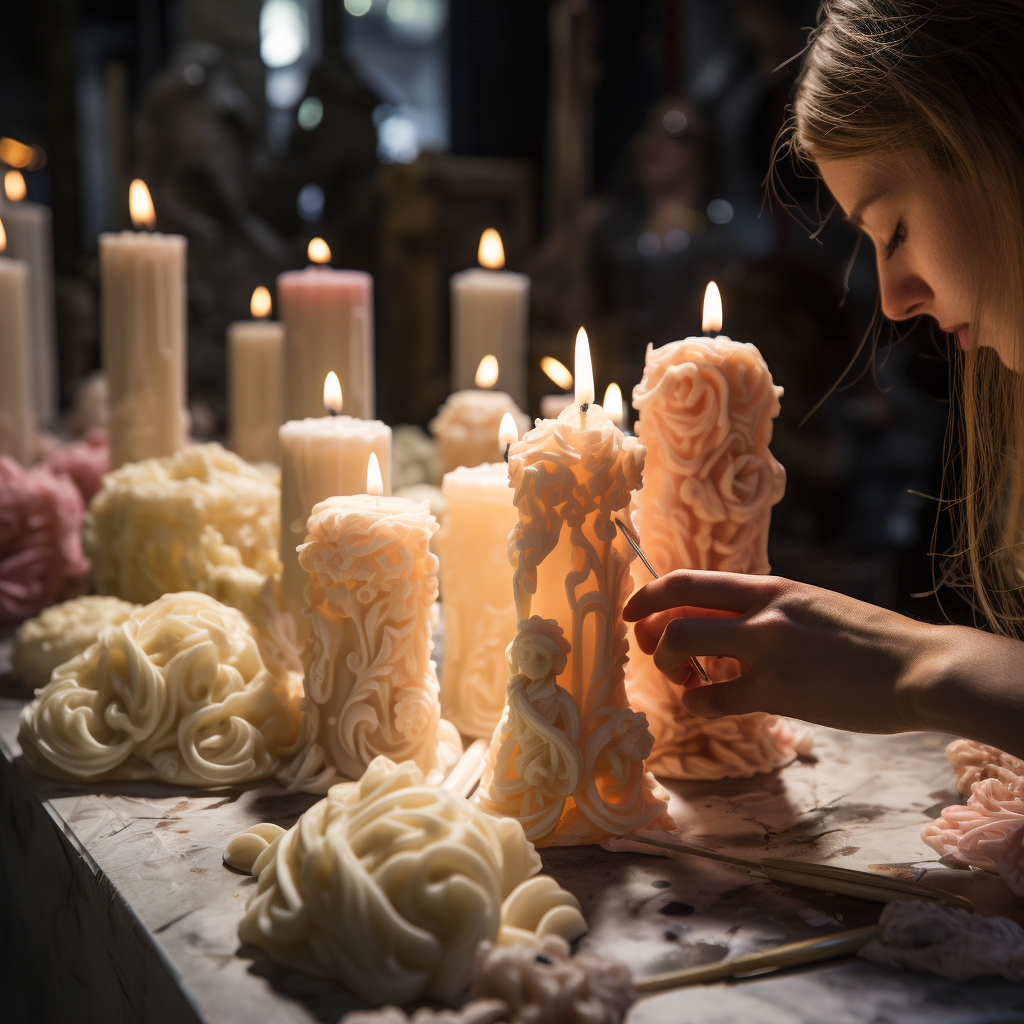 Participants making artistic candles at workshop