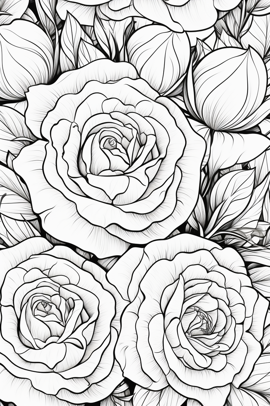 Detailed artistic roses in garden