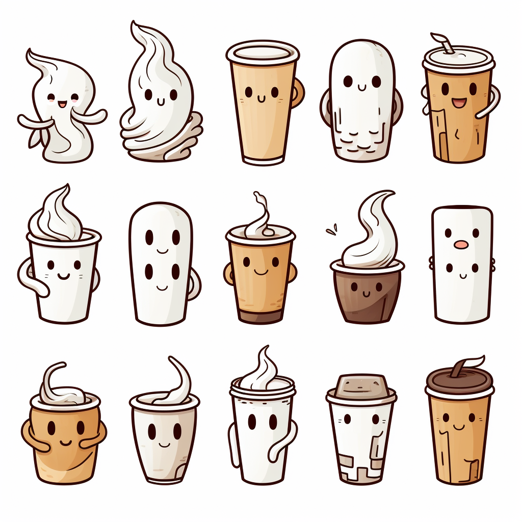 Cute ghost doodle with coffees