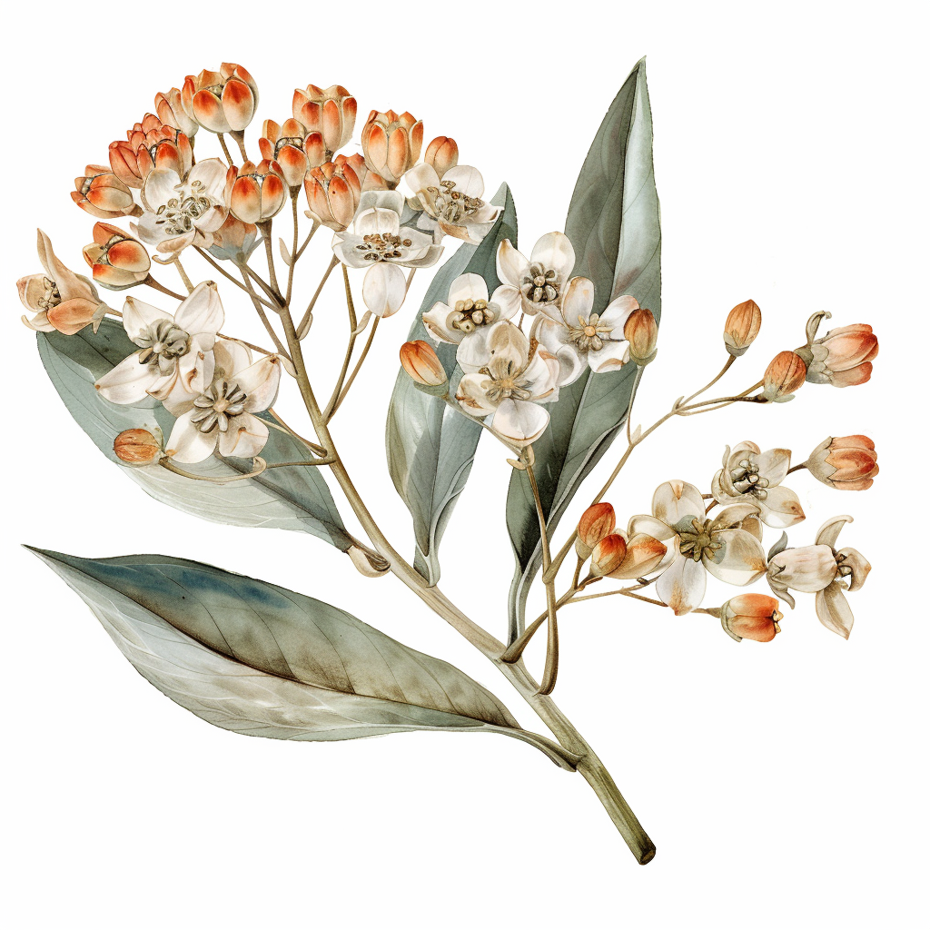 Asclepias Syriaca Watercolour Illustration Art