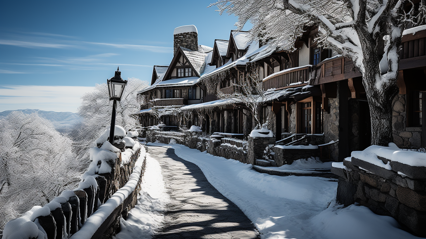 Snowy mountains at Asheville Mountain Resort