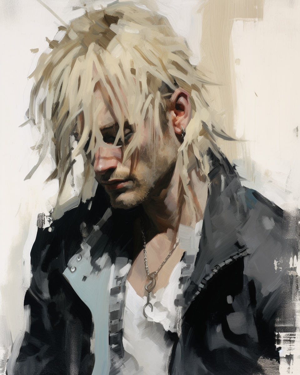 Oil Painting of a Man with Blonde Mullet